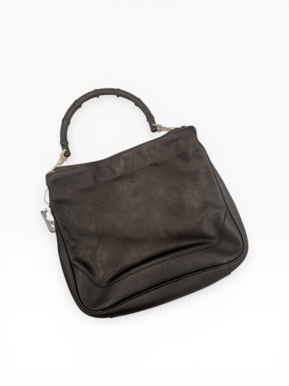 Gucci Bamboo Top Handle Leather Shoulder Bag Black Vintage Authenticate - Picture 8 of 12